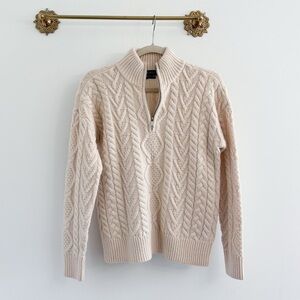 Lauren Ralph Lauren Cashmere Wool Half Zip Cable Sweater Small